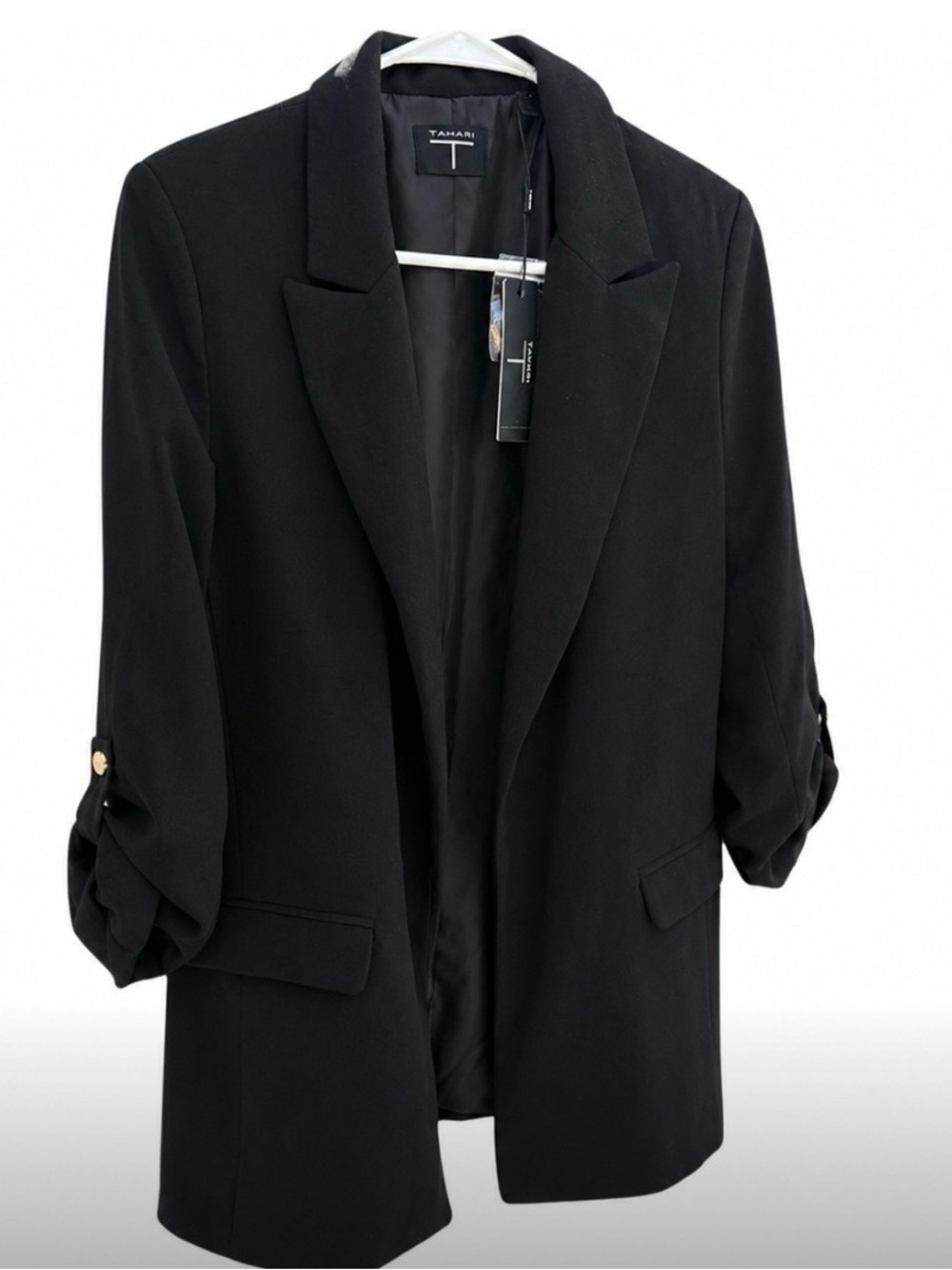 Tahari Black Open-Front Blazer Jacket